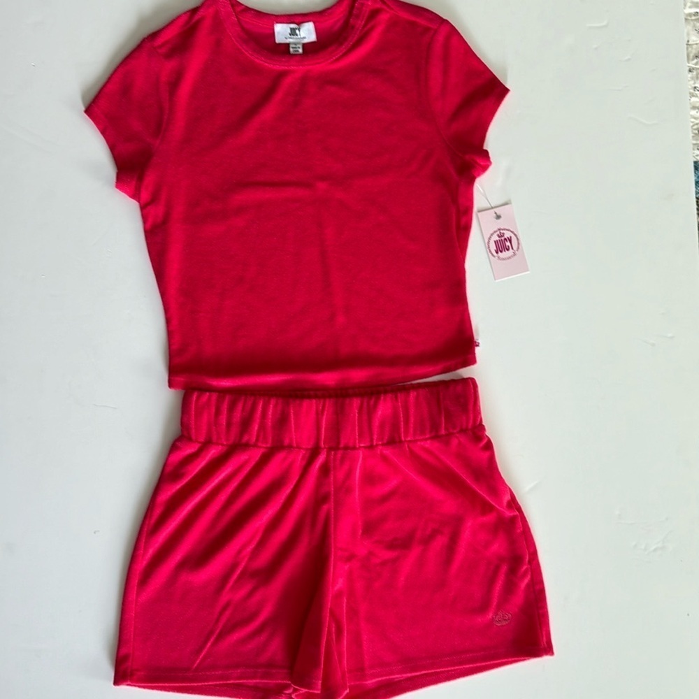Juicy Couture terry set, cropped t-shirt (NWT) and shorts (NWOT), women’s S